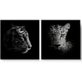 thumbnail image 3 of PixonSign Canvas Print Wall Art High Contrast Tiger & Leopard Close-Up Animals Wildlife Photography Realism Romantics Dramatic Dark Black and White for Living Room, Bedroom, Office - 24"x24" x 2, 3 of 5