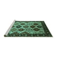 thumbnail image 2 of Ahgly Company Machine Washable Indoor Rectangle Oriental Turquoise Blue Industrial Area Rugs, 7' x 10', 2 of 4