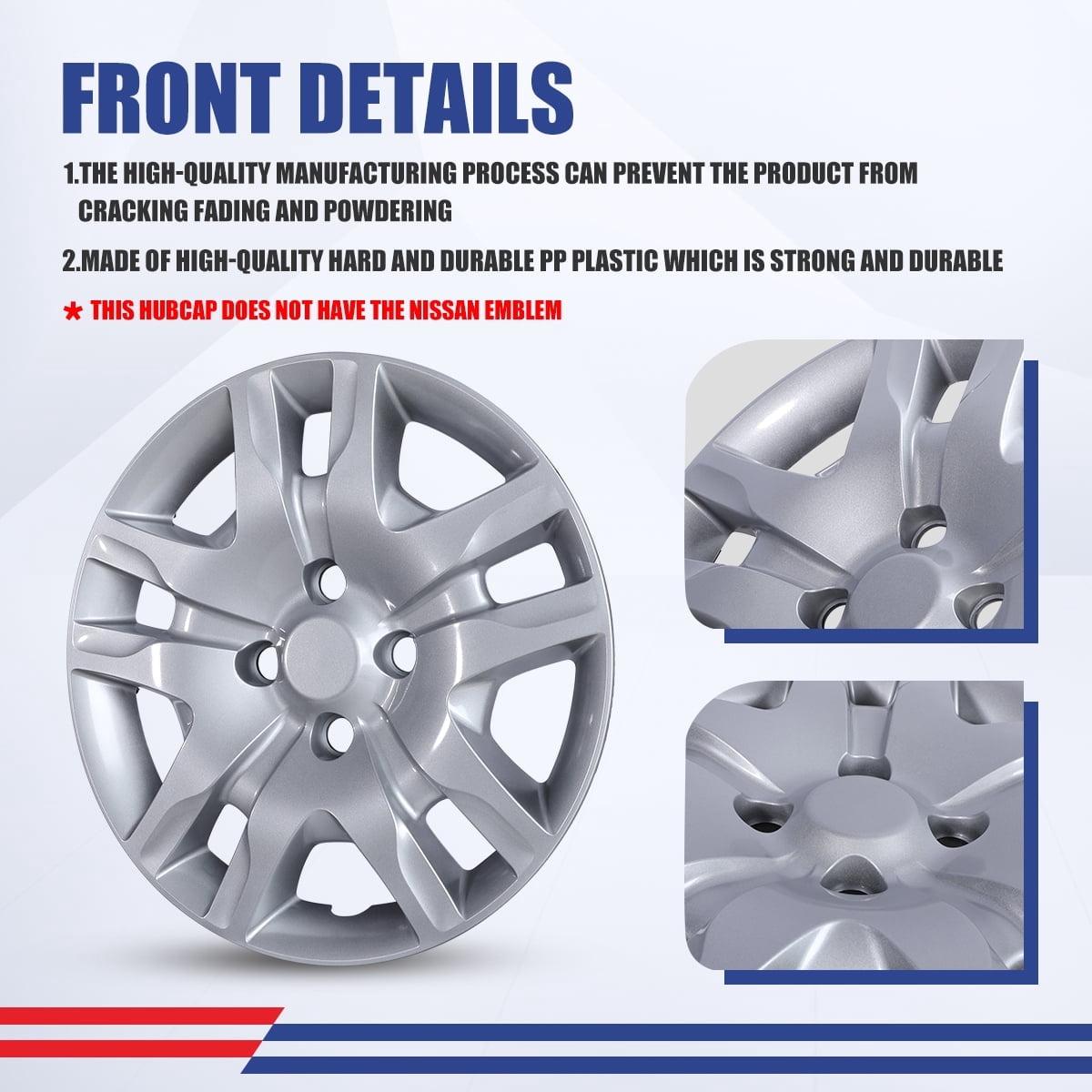 (4 Pack)16" Hubcaps Wheel Rims Cover Fit for 2007-2012 Nissan Sentra Compatible with Steel Wheels Bolt on Installation(16-inch,Lacquer)