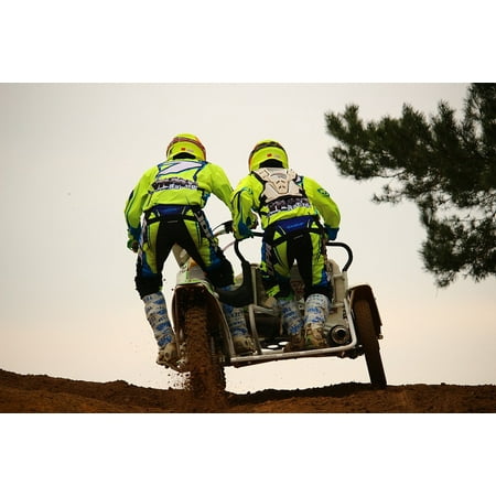 Canvas Print Racing Motocross Motorcycle Cross Sidecar Race Stretched Canvas 32 x
