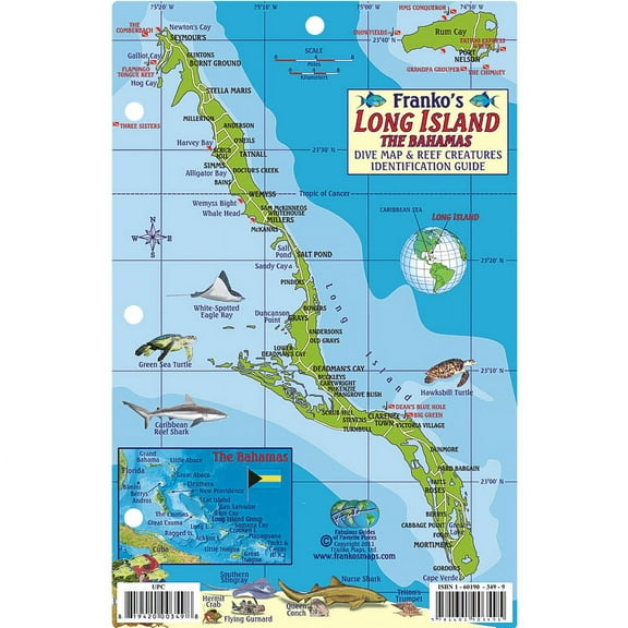Franko Maps, Long Island Bahamas Fish ID-Card