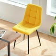 thumbnail image 5 of NORDICANA Yellow Velvet Kitchen Chairs Upholstered Dining Chair Tufted with Back Design,Modern Living Room Chair with Metal Legs for Dining Room, 5 of 8