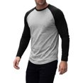 thumbnail image 4 of INSPIRE CHIC Men's Raglan T-Shirt Long Sleeve Crewneck Casual Baseball T-Shirts XL Light Gray, 4 of 6
