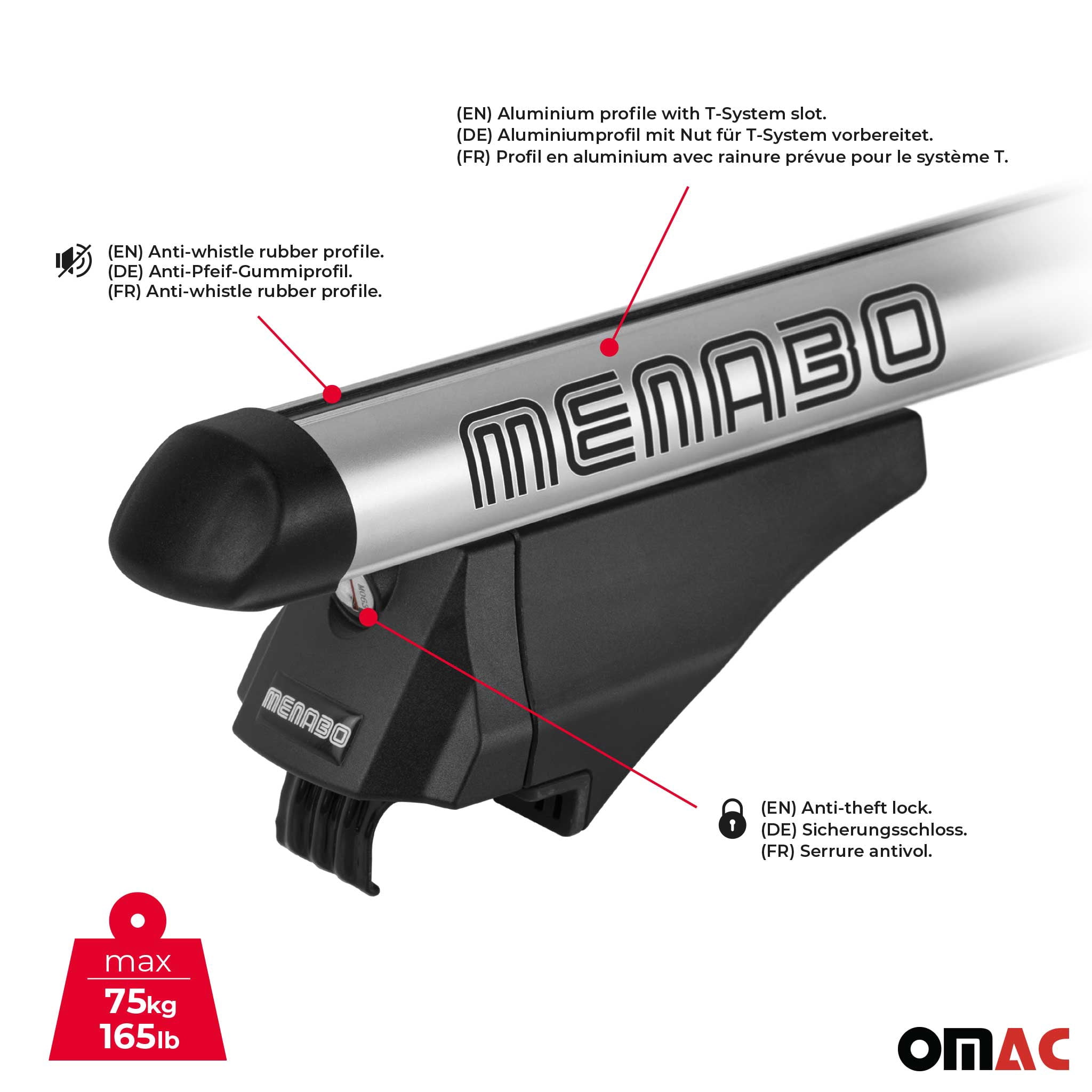 OMAC Top Roof Racks Cross Bars for Mitsubishi Outlander 2014-2020 Black Aluminium 2 Pcs Anti-Theft for Travel Kayak Canoe Surf Ski Snowboard Camping