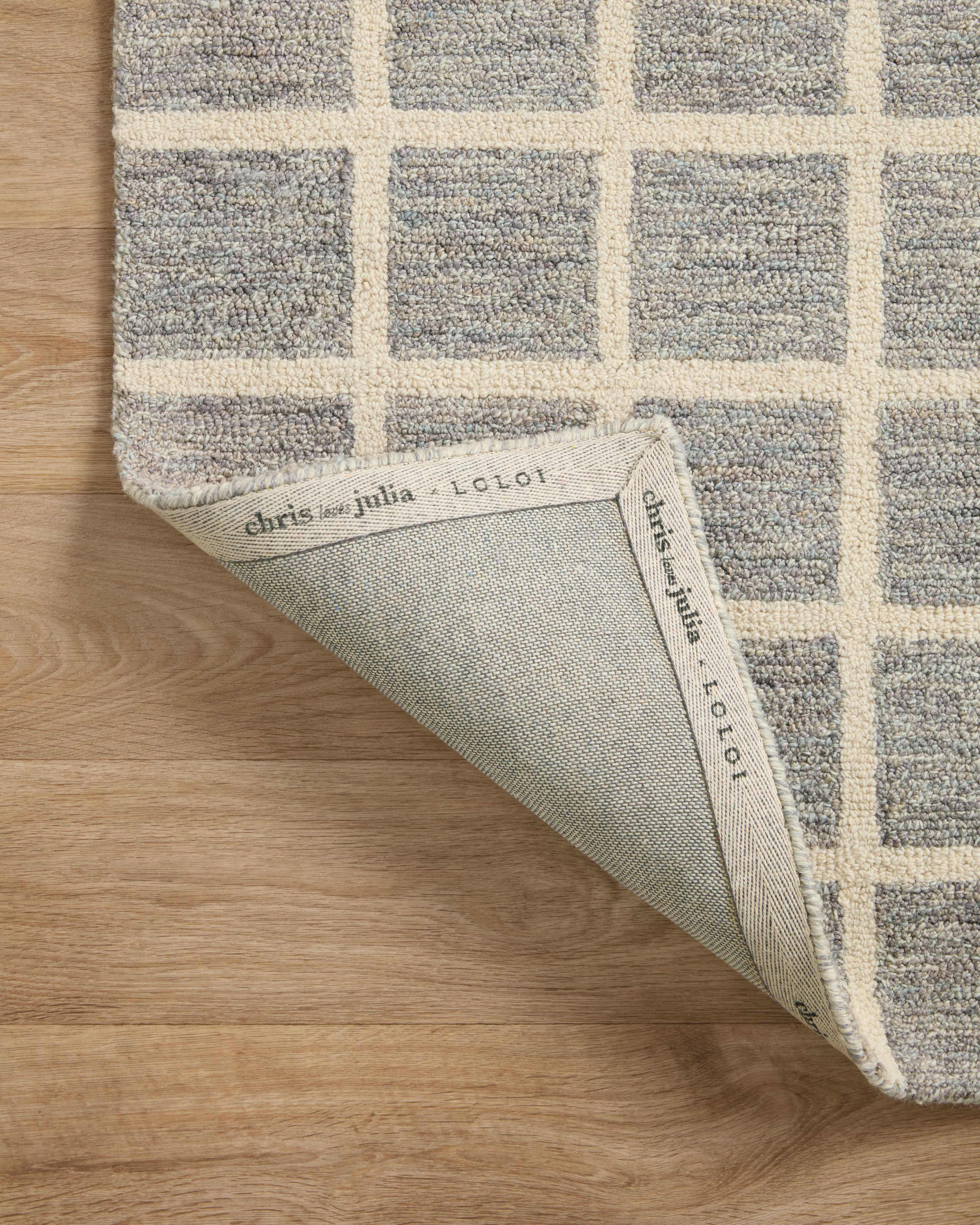 Chris Loves Julia x Loloi Polly Grid Slate/Ivory 2'-3" x 3'-9" Area Rug