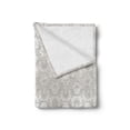 thumbnail image 2 of Grey Soft Flannel Fleece Throw Blanket, Vintage Rococo Motifs Inspired by Antique Damask Style Victorian Garden Revival Art, Cozy Plush for Indoor and Outdoor Use, 60" x 80", Pale Grey, by Ambesonne, 2 of 5