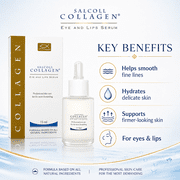 Salcoll Collagen Eye & Lips Serum, Anti-Wrinkle Serum with Marine Collagen - 15 ml, All Skin Type
