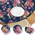 thumbnail image 4 of Pioneer Flower Floral Print Pattern Round Fitted Tablecloth with Elastic Edge,Dining Table Cover Waterproof,Outdoor Round Tablecloth for Camping,Dining,Indoor and Outdoor, 4 of 7