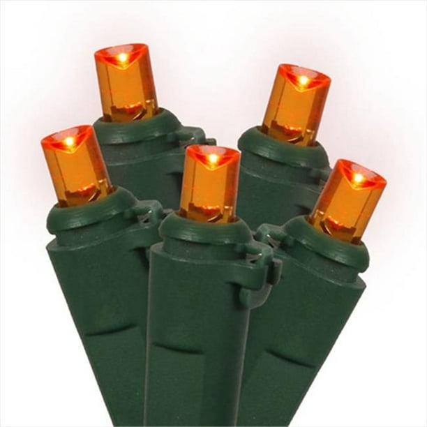 Led Orange Wide Angle Christmas Lights - Green Wire&#44; Set Of 100 - Walmart.com