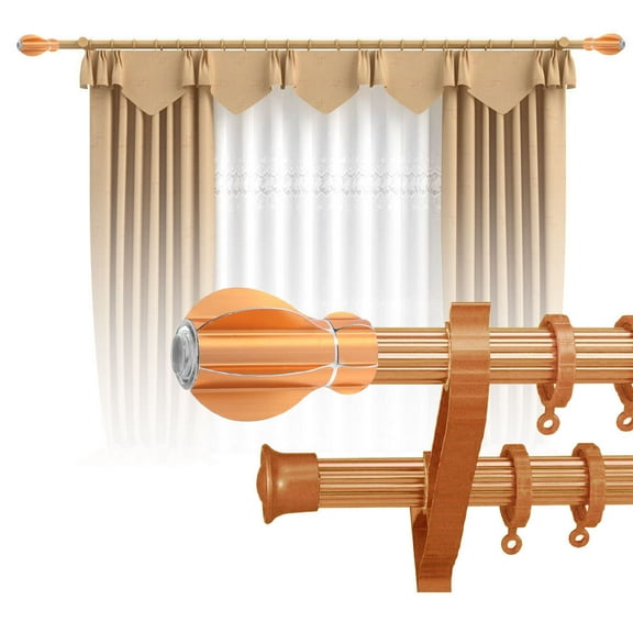 WHAMVOX  2 Pcs Curtain Rod Decorative Head Poles Curtains Rods for Windows Golden