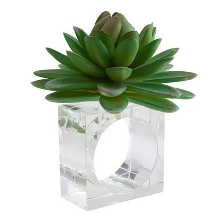 

SARO NR726.G Succulent Design Napkin Ring Holders Green - Set of 4