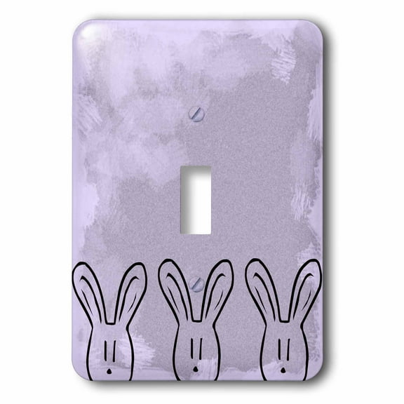 3dRose, Three Bunnies - Pastel Purple - Cute Art, single toggle switch