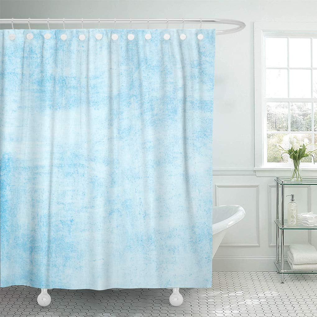 Fabric Shower Curtain for Bathroom Teal Turquoise Blue Ombre Shell Design 72Inch 