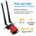 thumbnail image 4 of Fenvi WiFi 5 PCI-E wireless adapter network card AC1200 dual band 2.4g/5GHz DMC for Bluetooth 4.0 desktop laptop Windows 10, 4 of 7