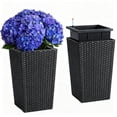 thumbnail image 4 of Garvee 15.6" Tall Planter Pots Set of 2, Rattan style, Tray & Water Level Monitor, Black, 4 of 9