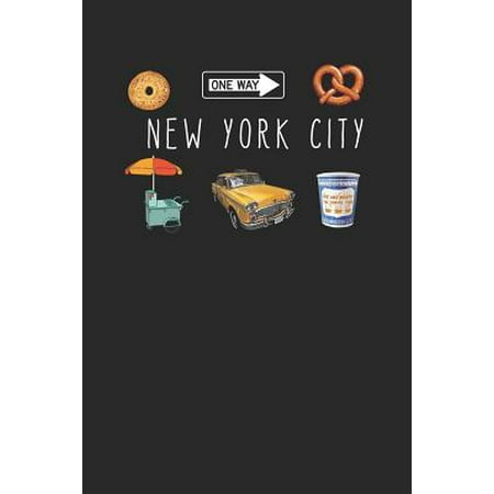New York City: Notebook with 200 College Ruled Pages. With Classic Symbols of New York City: Bagel, Pretzels, a Checker Yellow Cab, a