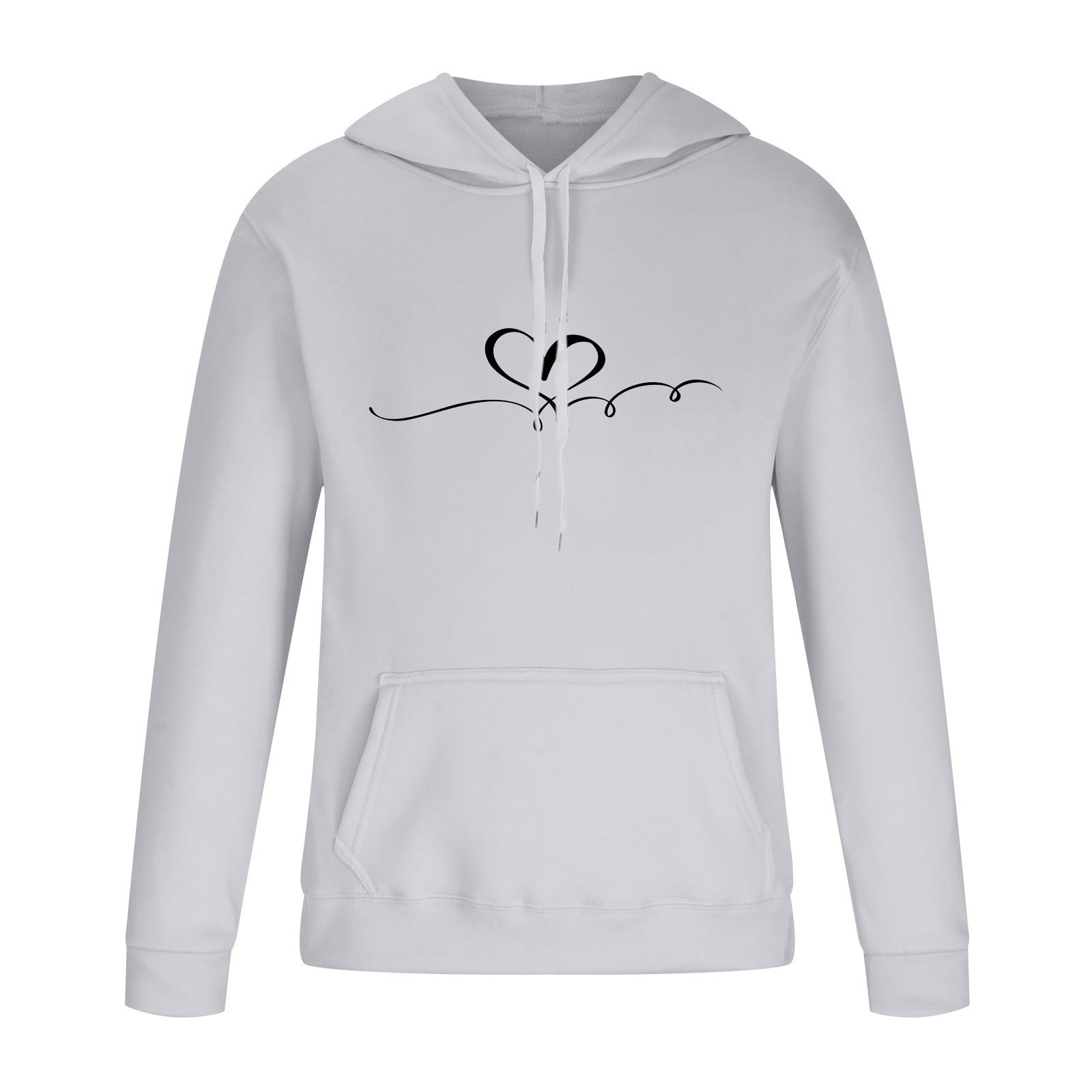 Jogger Sets for Women 2 Piece Baggy Fit Funny Heart Print Track Suits Soft Solid Color Sweatsuits Set with Pockets