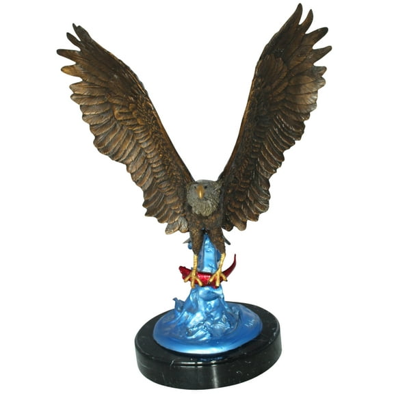 Nifao Eagle Catching his Prey Bronze Statue – Home Decor Sculpture, 17"L x 20"W x 25"H