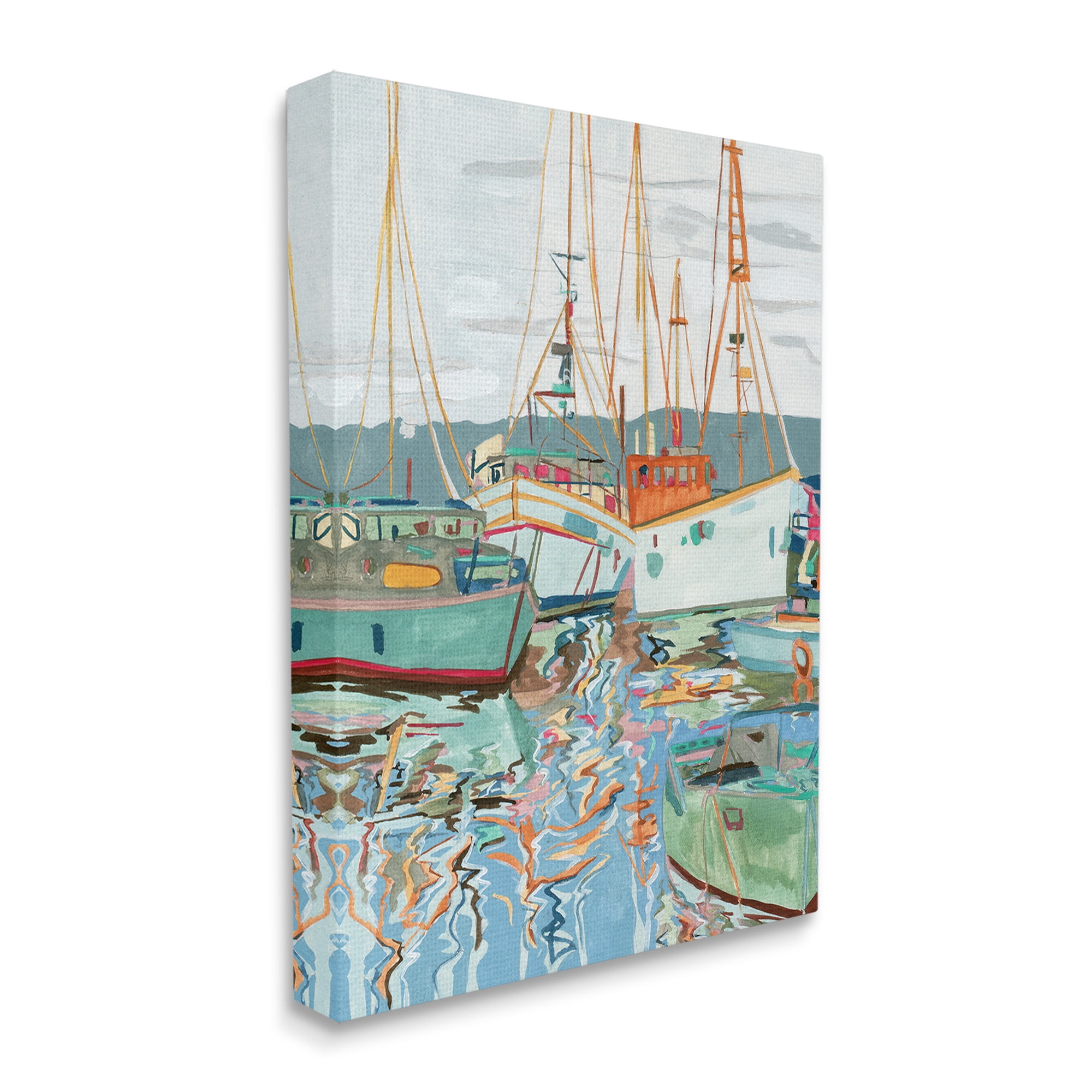 Stupell Industries Modern Boating Harbor Transportation Painting Gallery Wrapped Canvas Art Print Wall Art, 36 x 48
