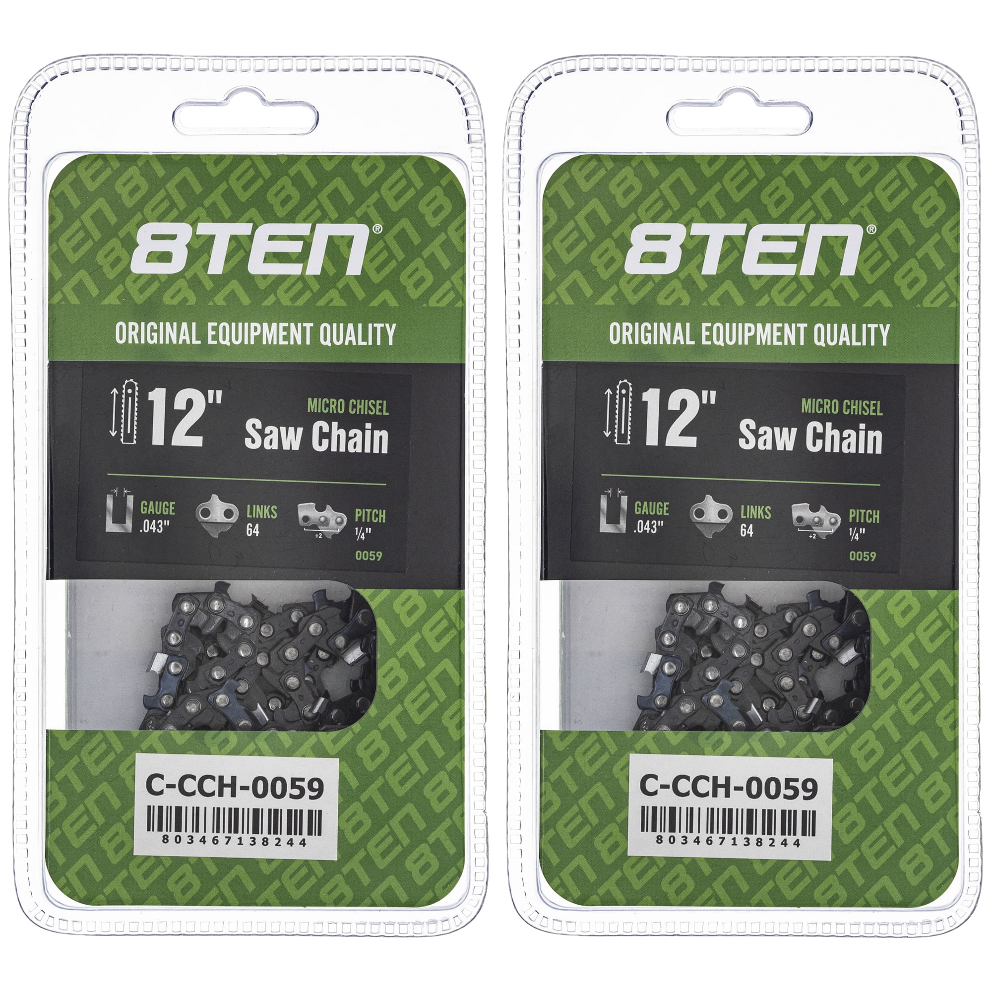 Micro Chisel Chainsaw Chain 12 inch .043 1/4 64DL for Stihl 36700050064 2 Pack2 Pack 810