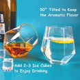 thumbnail image 4 of Vasos de whisky de diamante, paquete de 2, vasos de jugo, vasos de whisky escocés inclinables, vasos de whisky de 300 ml, modernos, 4 of 5