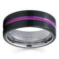 thumbnail image 2 of Black Tungsten Wedding Band Purple Tungsten Ring Anniversary Ring Men & Women Gunmetal Tungsten Ring Comfort Fit, 2 of 2
