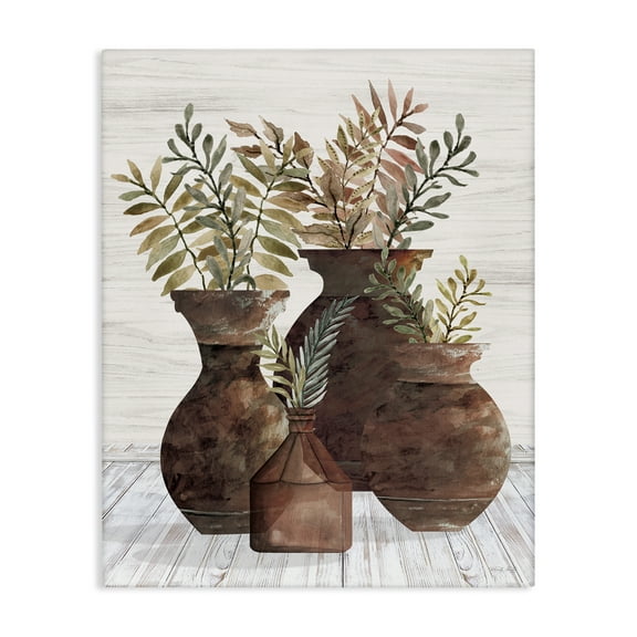 Stupell Industries Rustic Pottery Plants Plants & Flowers Painting Wrapped Canvas Art Print Wall Art, 16 x 20