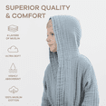 thumbnail image 4 of Comfy Cubs Muslin Bath Robe for Kids, (Pacific Blue) 2-3 Years Old - 100% Cotton, 4-Layer Absorbent Fabric, 4 of 6