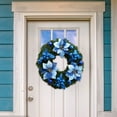 thumbnail image 5 of Iumwxz Christmas Wreath for Front Door 15 Inch Full Artificial Wreath with Glitter Berry Clusters and Frosted Branches Blue PVC Indoor Outdoor Holiday Decor, 5 of 8