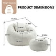 thumbnail image 5 of Chenille Upholstered Round Lazy Cozy Bean Bag Chair with Ottoman-Beige, 5 of 5