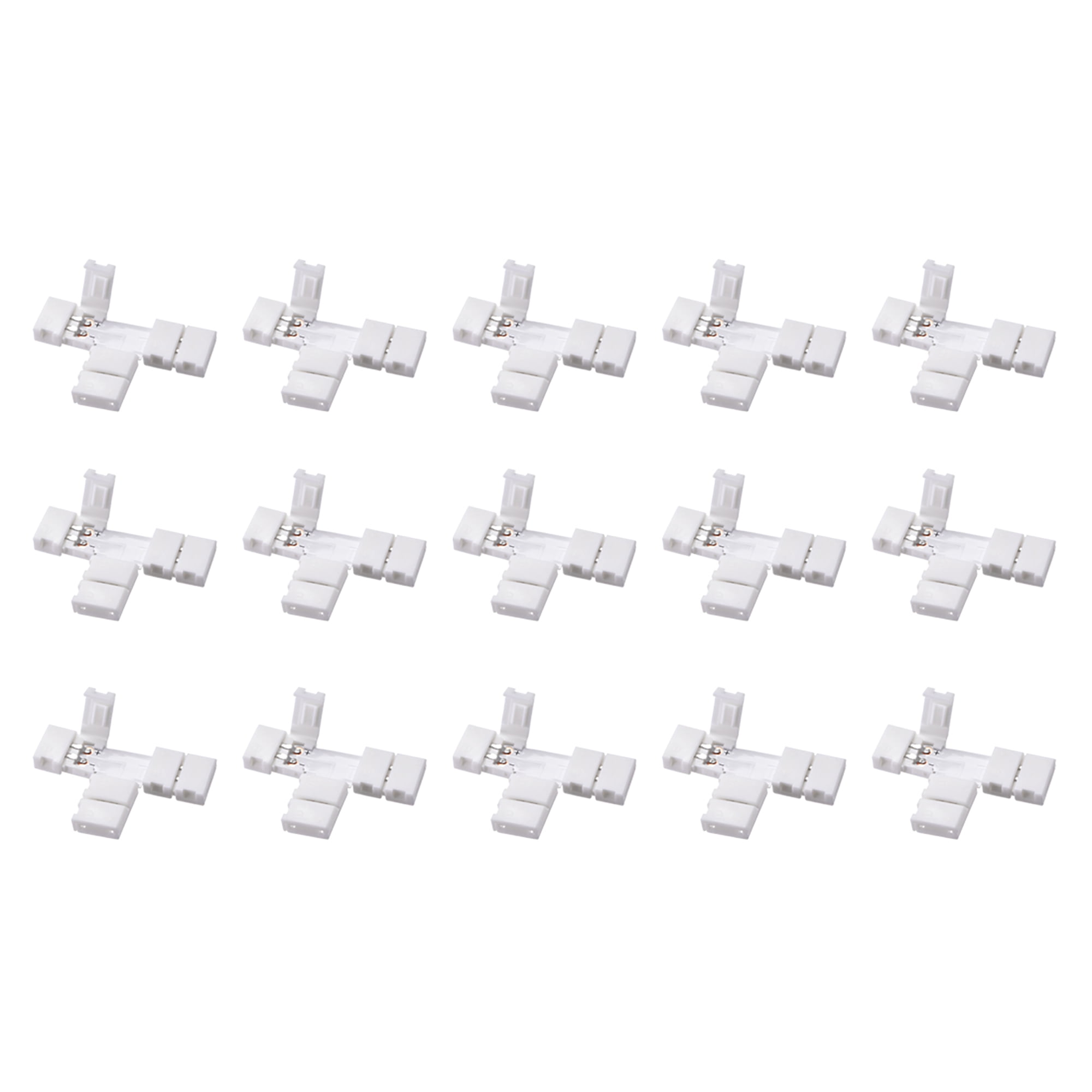8mm 2P T-shape LED Strip Connector for Single Color 3528 2 Conductor Light 15Pcs