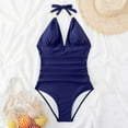 thumbnail image 4 of pimelu Bathing Suit Womens Swimsuits One Piece Swimsuit for Women Juniors Swimsuits Summer Beach Party Slim Ruched Strap Bathing Suit Ladies Deep V Neck Solid Swimwear, 4 of 5