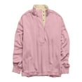 thumbnail image 4 of larppty Womens Oversized Sweatshirt Long Sleeve Henley Pullover Tops 2025 Fall Casual Button Loose Fit Fashion Outfits (Pink, S), 4 of 6