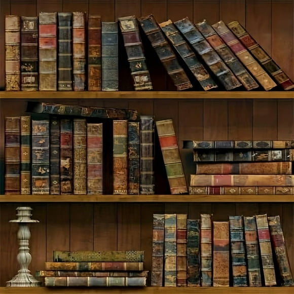 1 Roll Self-Adhesive Wallpaper, 3d Retro Bookshelf Pattern Contact Paper, Peel And Stick, Waterproof Removable Living Room Kitchen Bedroom Dormitory Wallpaper, Furniture Refurbishment Wallpaper, Aesth