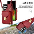 thumbnail image 5 of ELEHOLD Crossbody Wallet Case for Samsung Galaxy S22 Ultra,Premium Leather Case with Card Holders Zipper Pocket Metal Snap Stand Function Detachable Shoulder Strap Luxury Case for Women,Red, 5 of 7