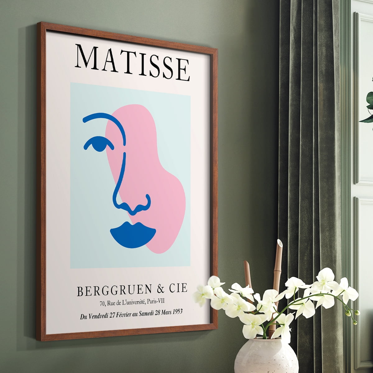 Matisse CDXCIX in Brown Solid Wood Framed Print No Nail Hanging