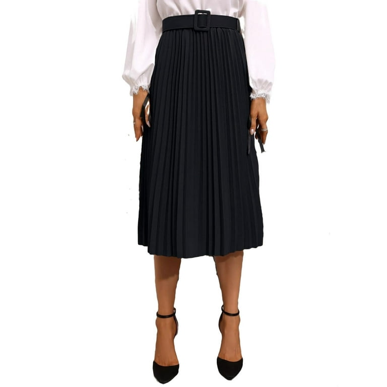 High waisted belted black skirt outlet
