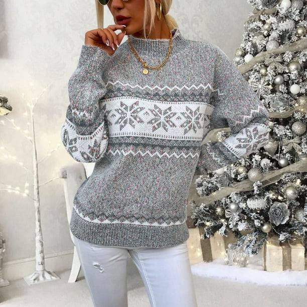 Grey snowflake jumper deals