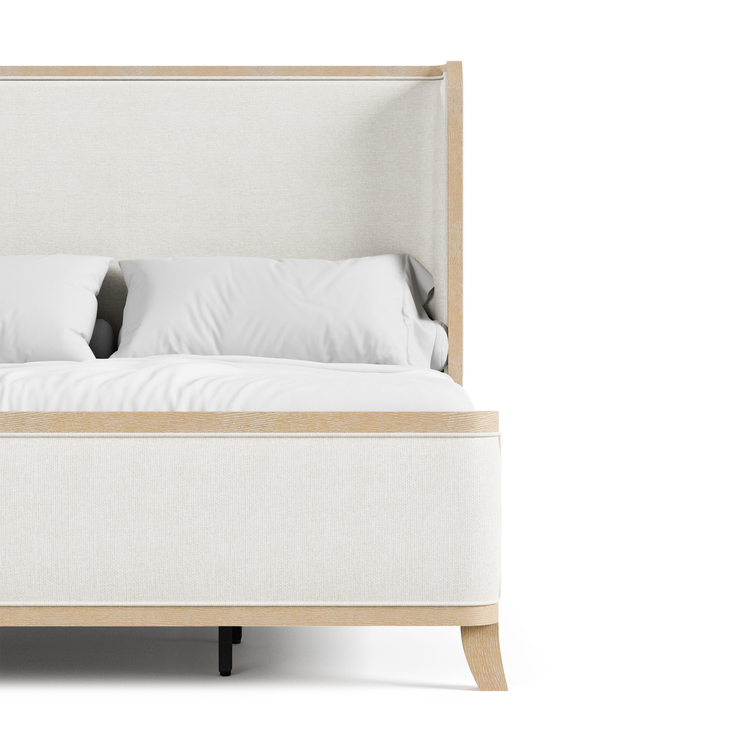 Furniture of America Enmi Solid Wood Wingback Panel Bed, Queen, Natural Oak