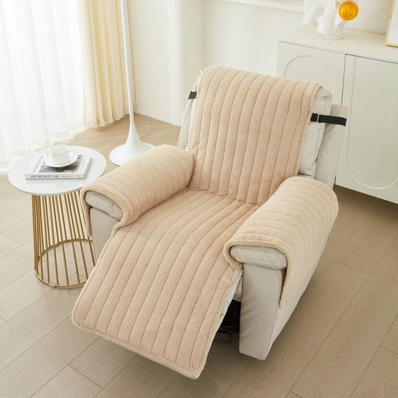 XmhyTop Couch Cover Solid Color Plush Sofa cushion Easy - Fit Washable Reclining Chair Cover for Living Room Sofa - Ideal Furniture Protector (21.65*78.74inch,Khaki)