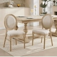 thumbnail image 5 of 2 French Country Beige Upholstered Dining Chairs, Stackable & Disassemblable, 5 of 13