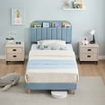 thumbnail image 2 of QinaQin Cama plataforma de terciopelo con cabecera librero y espacio de almacenamiento, estructura silenciosa con listones de madera y patas metálicas, ideal para niñas o cuarto infantil, 2 of 7