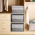 thumbnail image 2 of 3 Piezas Caja de Almacenamiento Plegable,cajas de almacenamiento de tela con asas,cajas organizadoras con tapa Organizador para Ropa,Libros,Juguetes (Gris B), 2 of 7