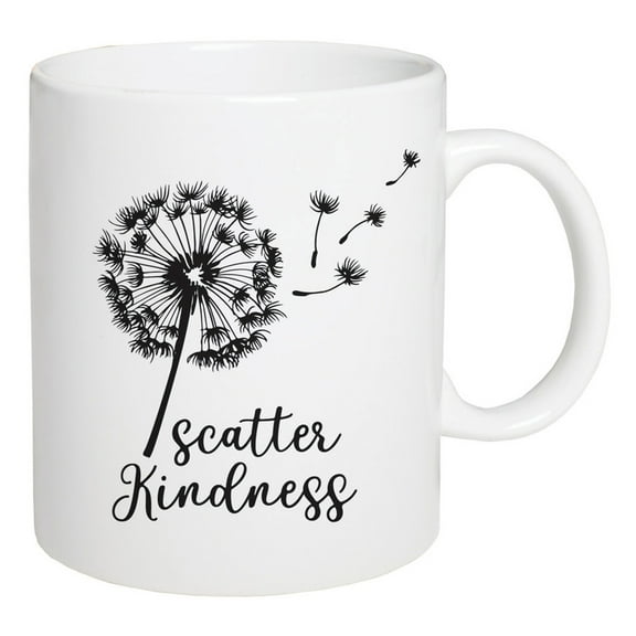 Scatter Kindness Dandelion White 5.5 x 4.5 Ceramic 15 Ounce Coffee Mug