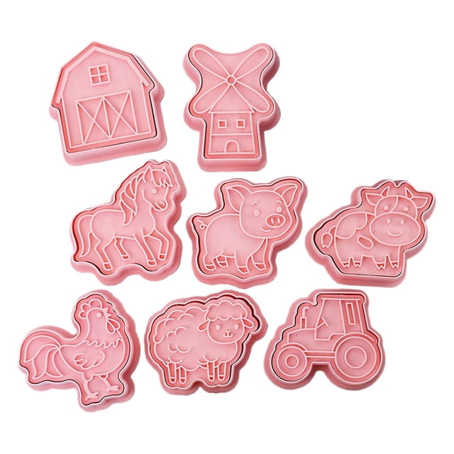 8 unidades de moldes para galletas de animales, moldes de plástico para hornear para postres Sugarcraft Feliz Sencillez