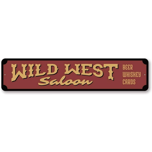 Fabricmcc Wild West Saloon Pub Beer Whiskey Sign Country Saloon Old Western Country Life Cowboy Aluminum Sign 6 X 24 Walmart Com Walmart Com