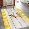 thumbnail image 2 of Yellow Gnomes Area Rugs 4'x6', Washable Small Throw Rugs for Office Bathroom, Spring Bees Daisy Plaid Wooden Grain Indoor Outdoor Rug Non-Slip Low Pile Carpet Runner Reversible Floor Mats, 2 of 8