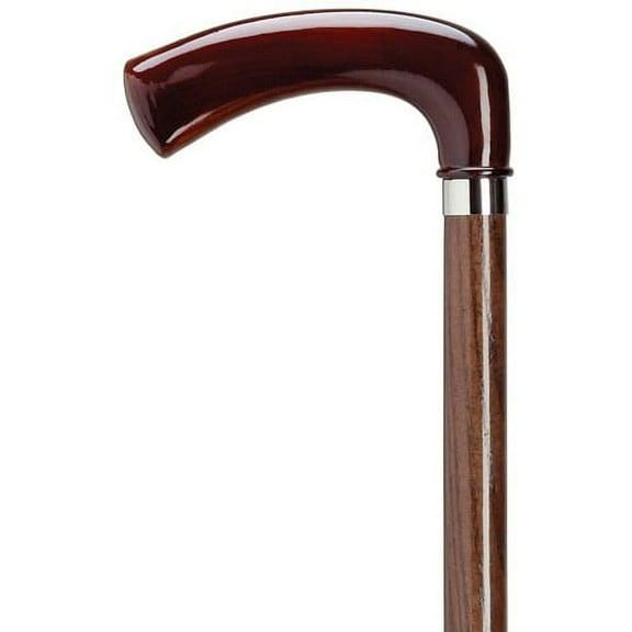 Walking Cane Men Opera Handle Cane Walnut Ash Shaft, Burgundy Nylon Handle