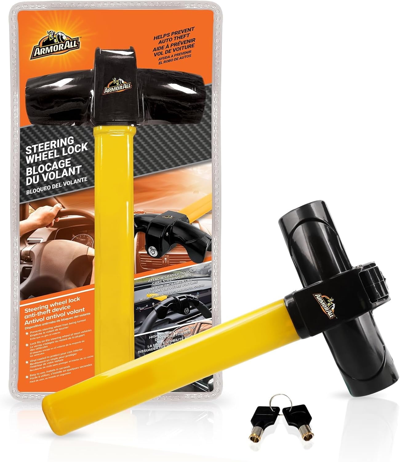 Hyper Tough Anti-Theft Steering Wheel Lock, Red, Black, Model 7867
