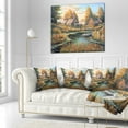 thumbnail image 3 of Designart Birches in Autumn Village - Landscape Printed Throw Pillow - 18x18, 3 of 5